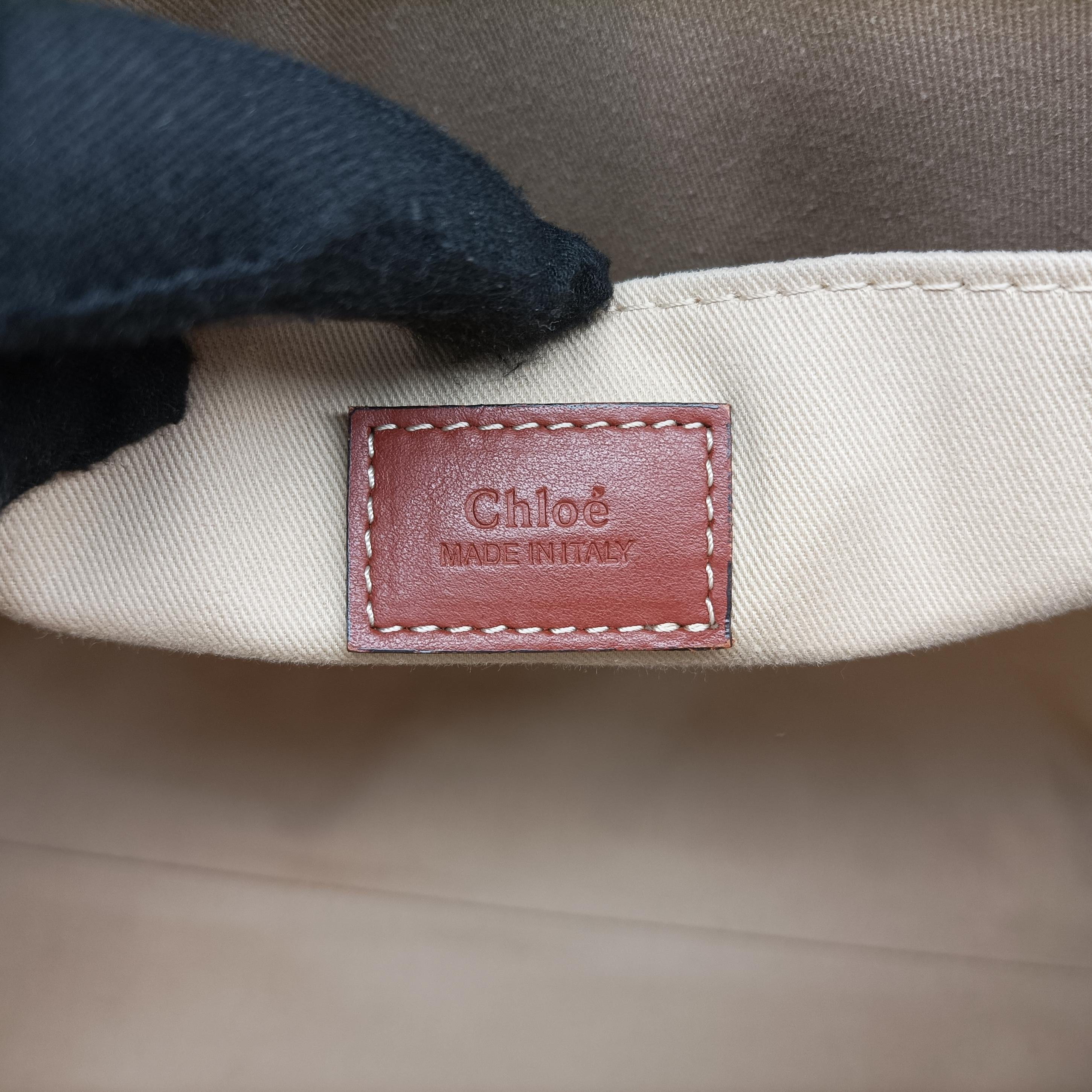 Pre-owned Chloe Woody Beige x Brown x Black canvas  handbag | stylenewstar