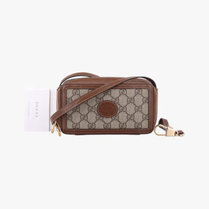 Pre-owned Gucci Interlocking G Brown PVC coated canvas 671674 shoulderbag | stylenewstar