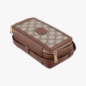 Pre-owned Gucci Interlocking G Brown PVC coated canvas 671674 shoulderbag | stylenewstar