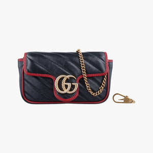Pre-owned Gucci GG Marmont Black×Red Leather 574969 shoulderbag | stylenewstar