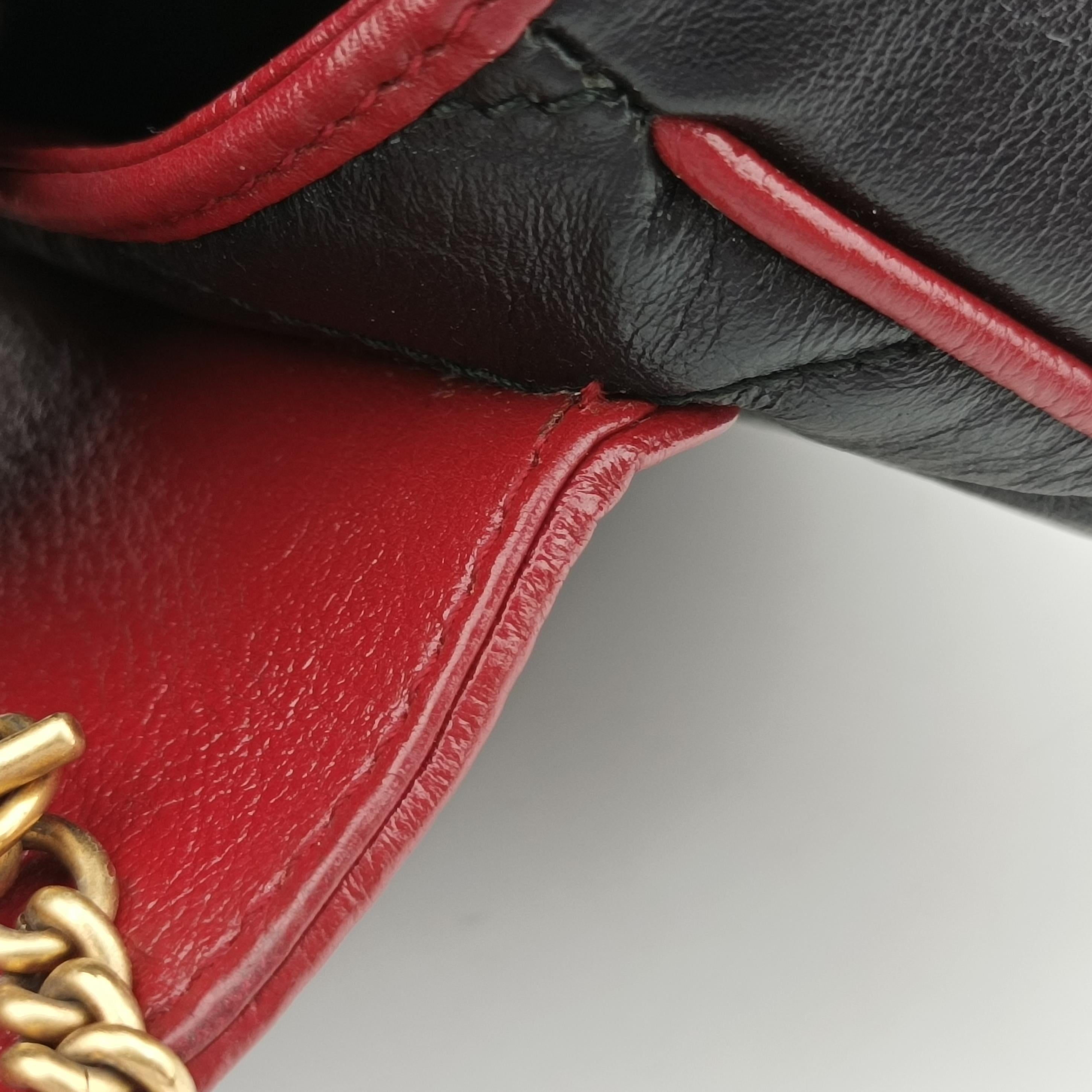 Pre-owned Gucci GG Marmont Black×Red Leather 574969 shoulderbag | stylenewstar