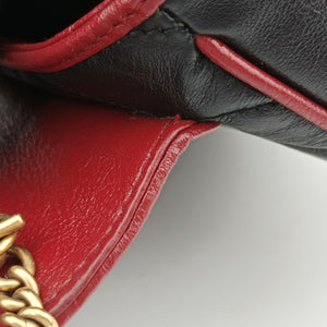 Pre-owned Gucci GG Marmont Black×Red Leather 574969 shoulderbag | stylenewstar
