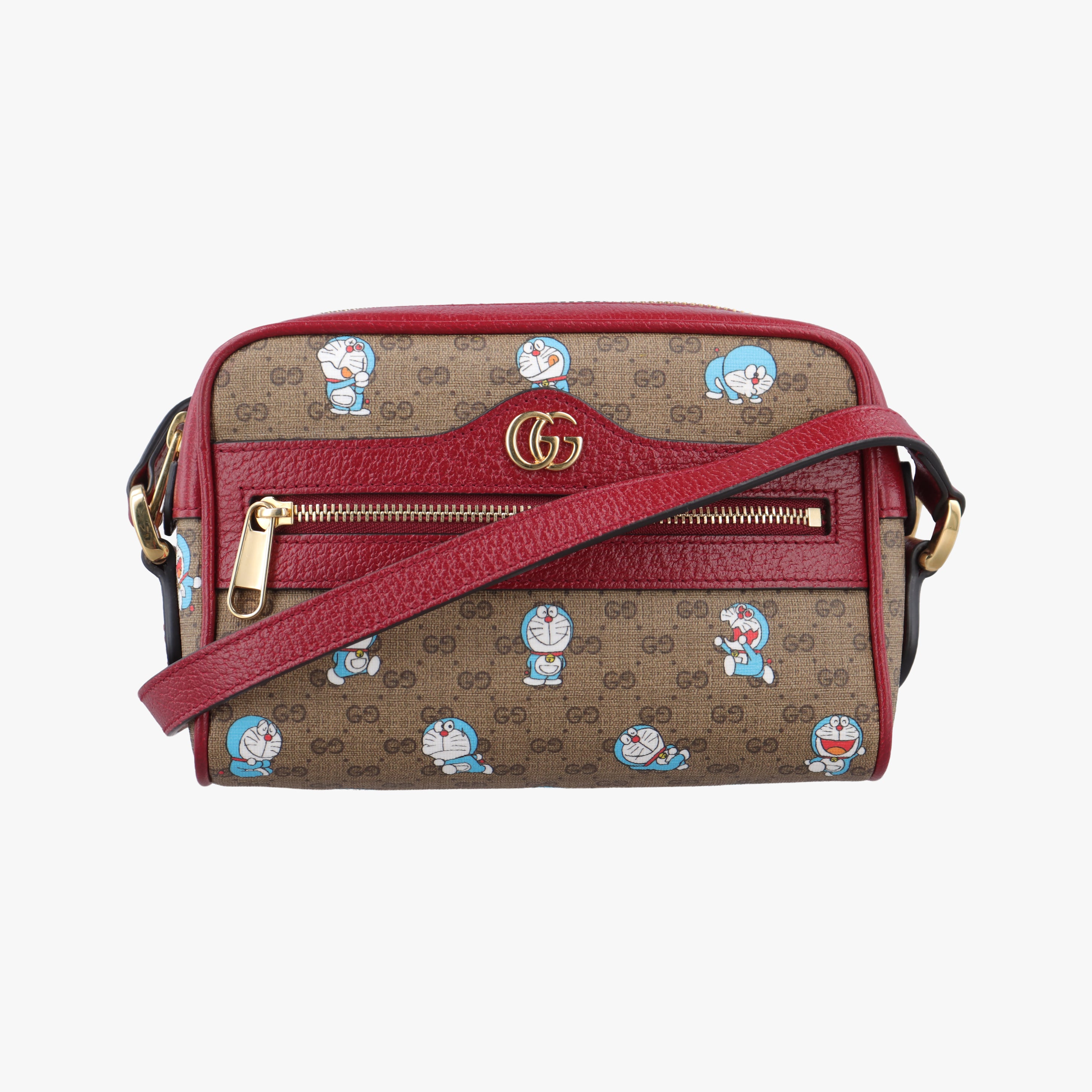 Pre-owned Gucci GG Supreme Doraemon Collaboration Red×Multicolour PVC coated canvas 647784 shoulderbag | stylenewstar