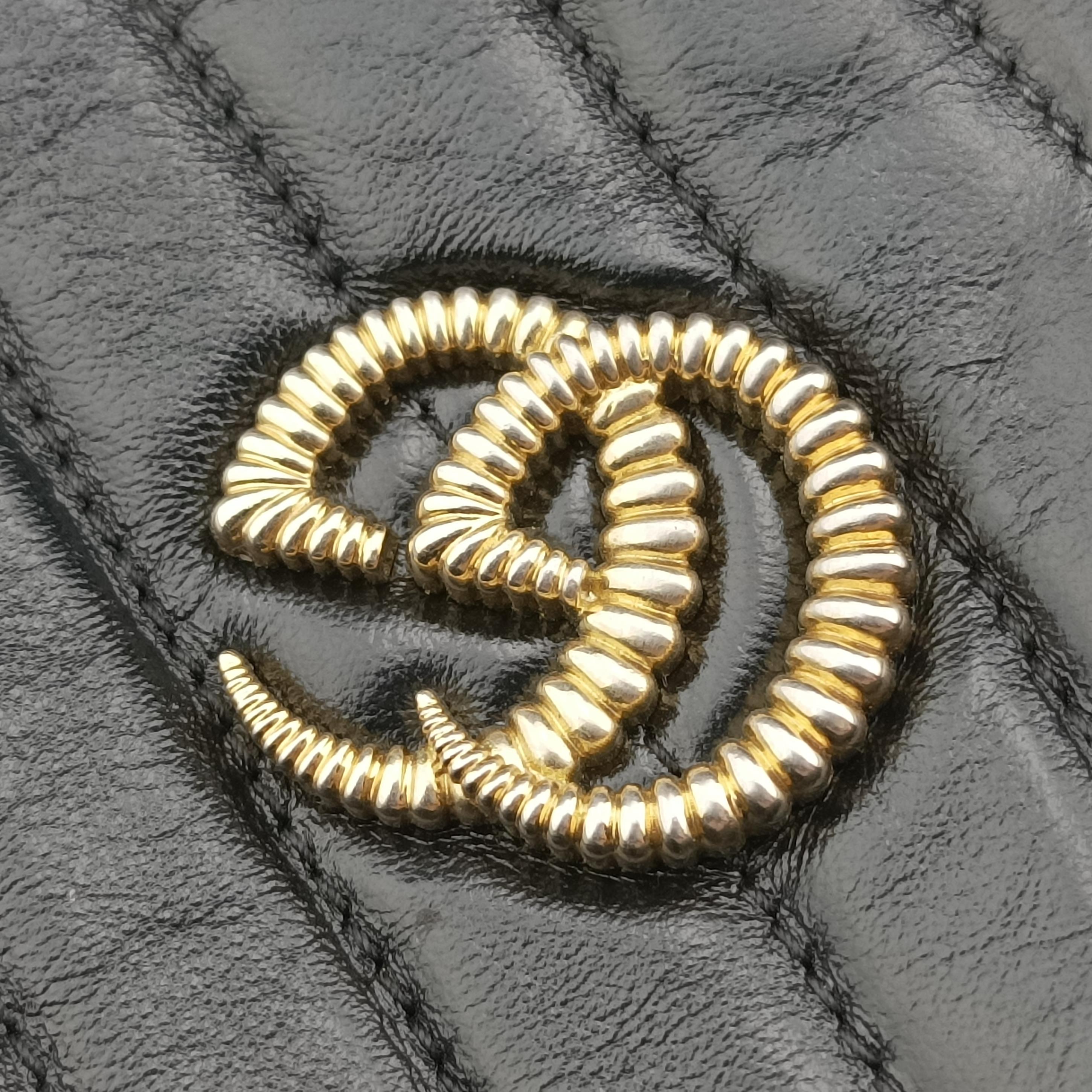 Pre-owned Gucci GG Marmont Black×red Leather 573817 shoulderbag | stylenewstar