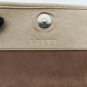 Pre-owned Loewe Anagram Brown×white Suede × leather  shoulderbag | stylenewstar