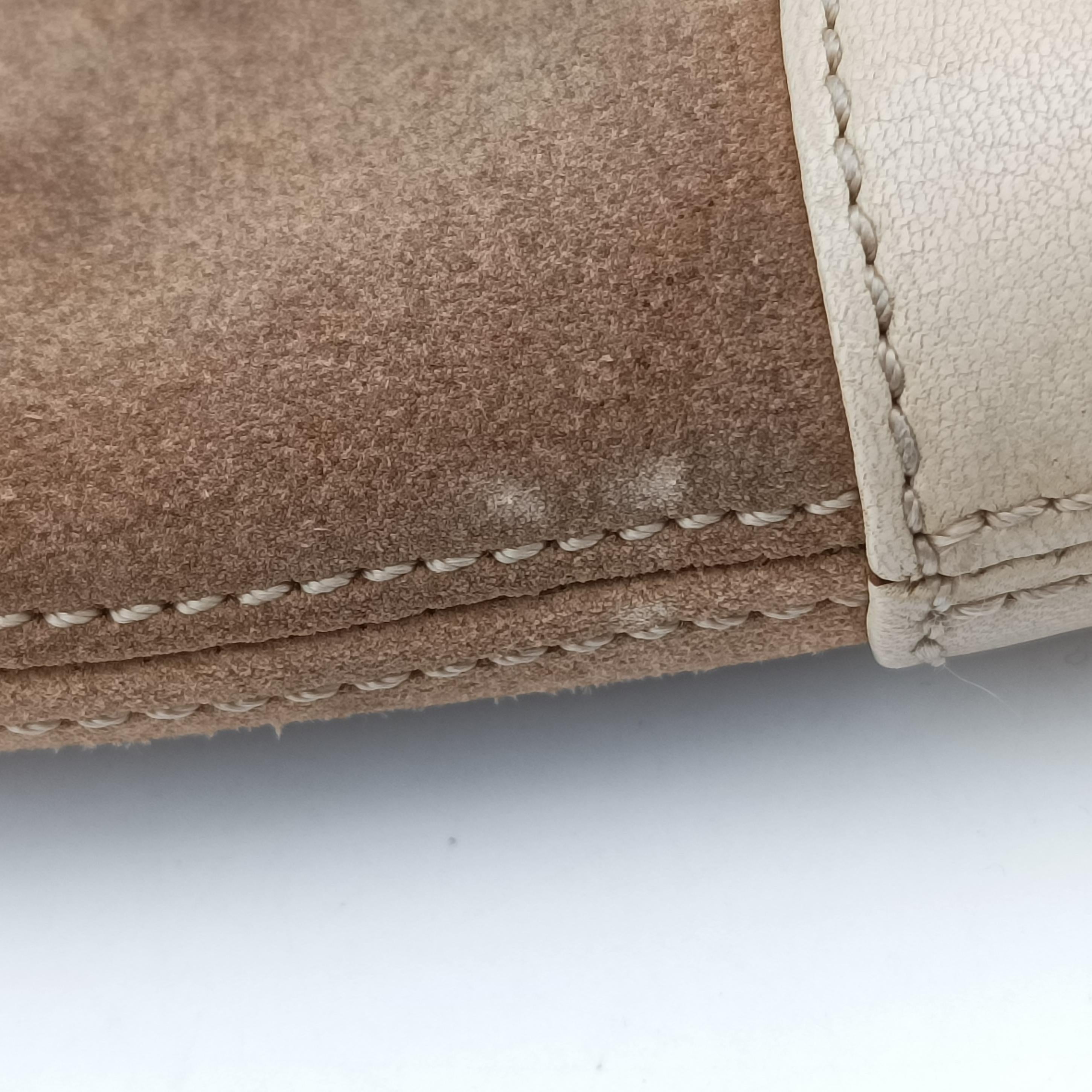 Pre-owned Loewe Anagram Brown×white Suede × leather  shoulderbag | stylenewstar