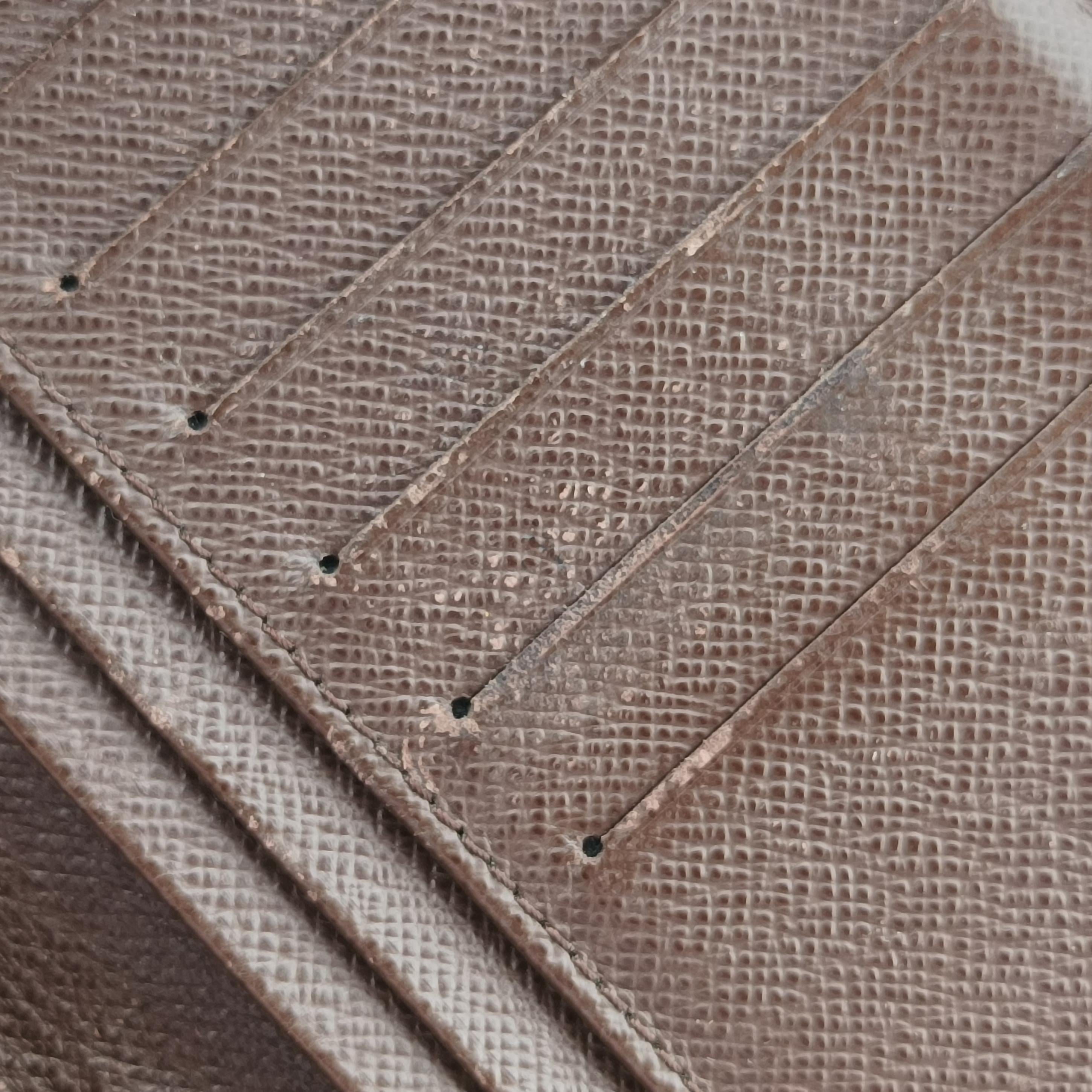 Pre-owned Louis Vuitton Damier Portefeuille Brazza Bifold EBENE Damier Canvas N60017 long-wallet | stylenewstar