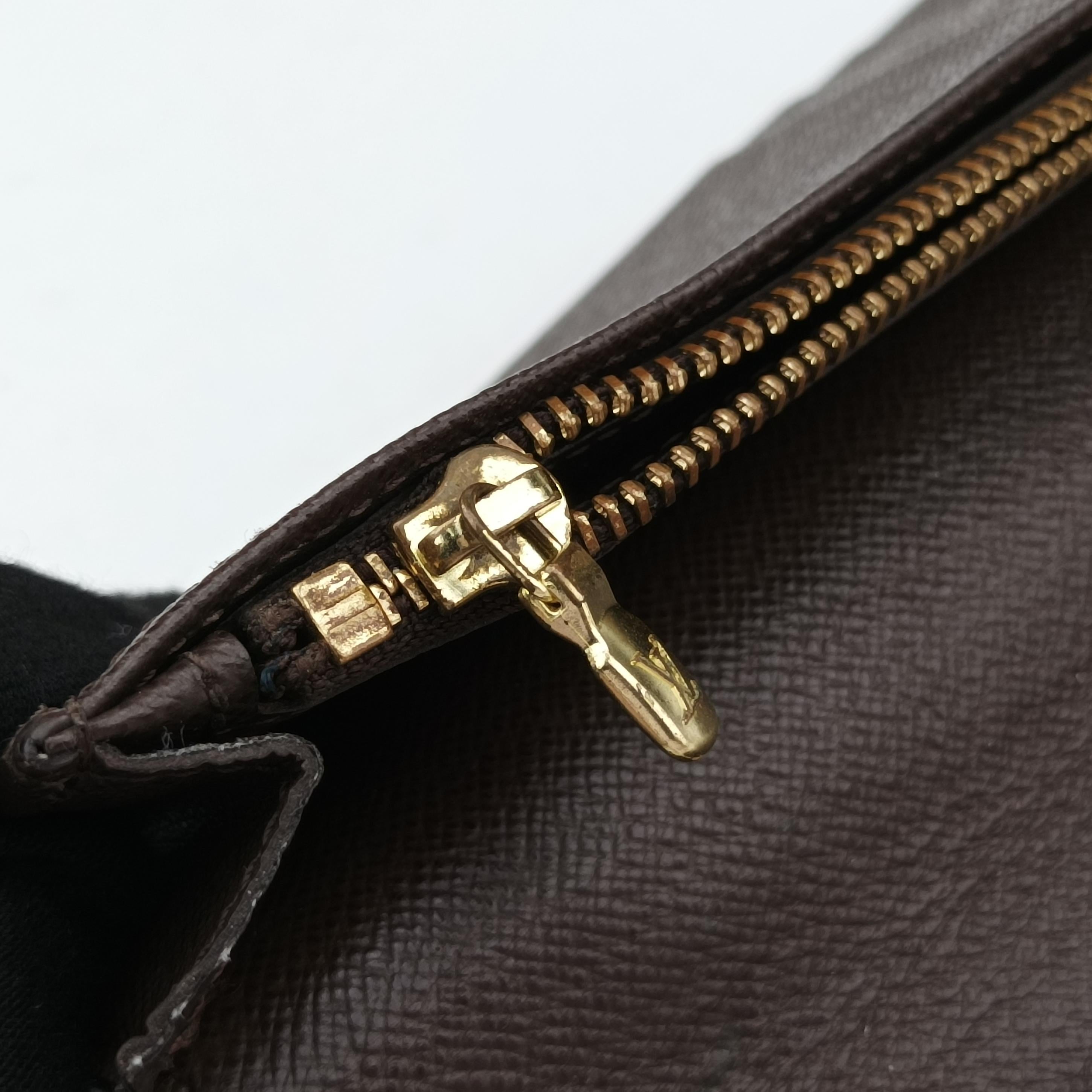 Pre-owned Louis Vuitton Damier Portefeuille Brazza Bifold EBENE Damier Canvas N60017 long-wallet | stylenewstar