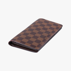 Pre-owned Louis Vuitton Damier Portefeuille Brazza Bifold EBENE Damier Canvas N60017 long-wallet | stylenewstar