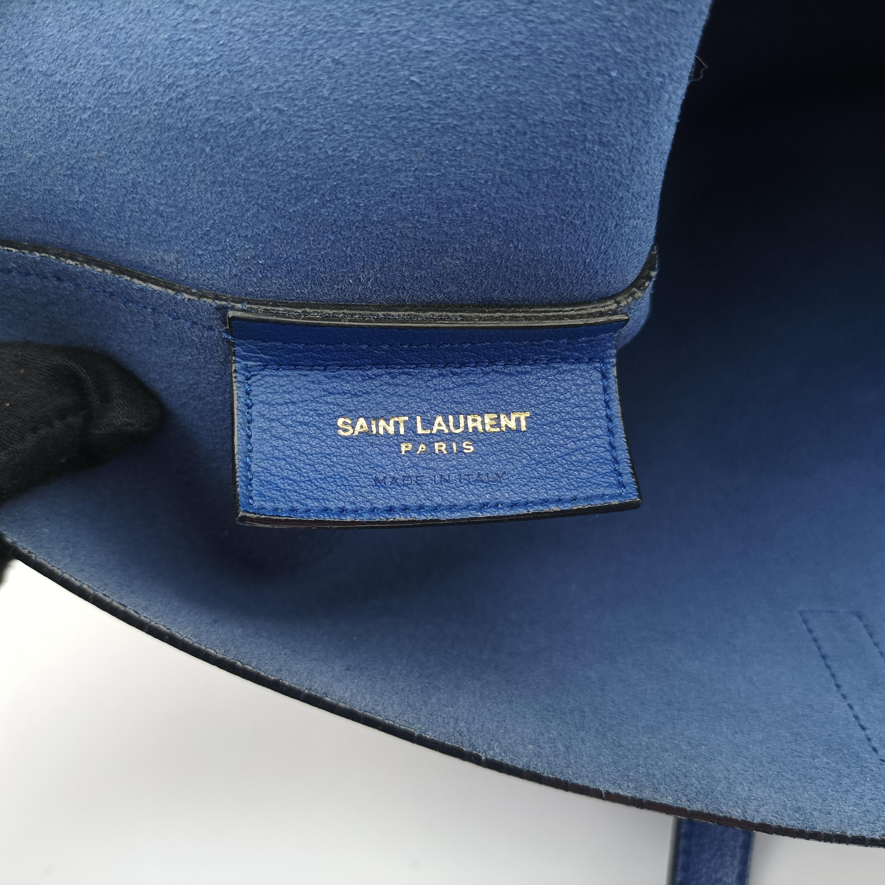 Vintage Yves Saint Laurent Shopper Blue Leather 394195 handbag | stylenewstar