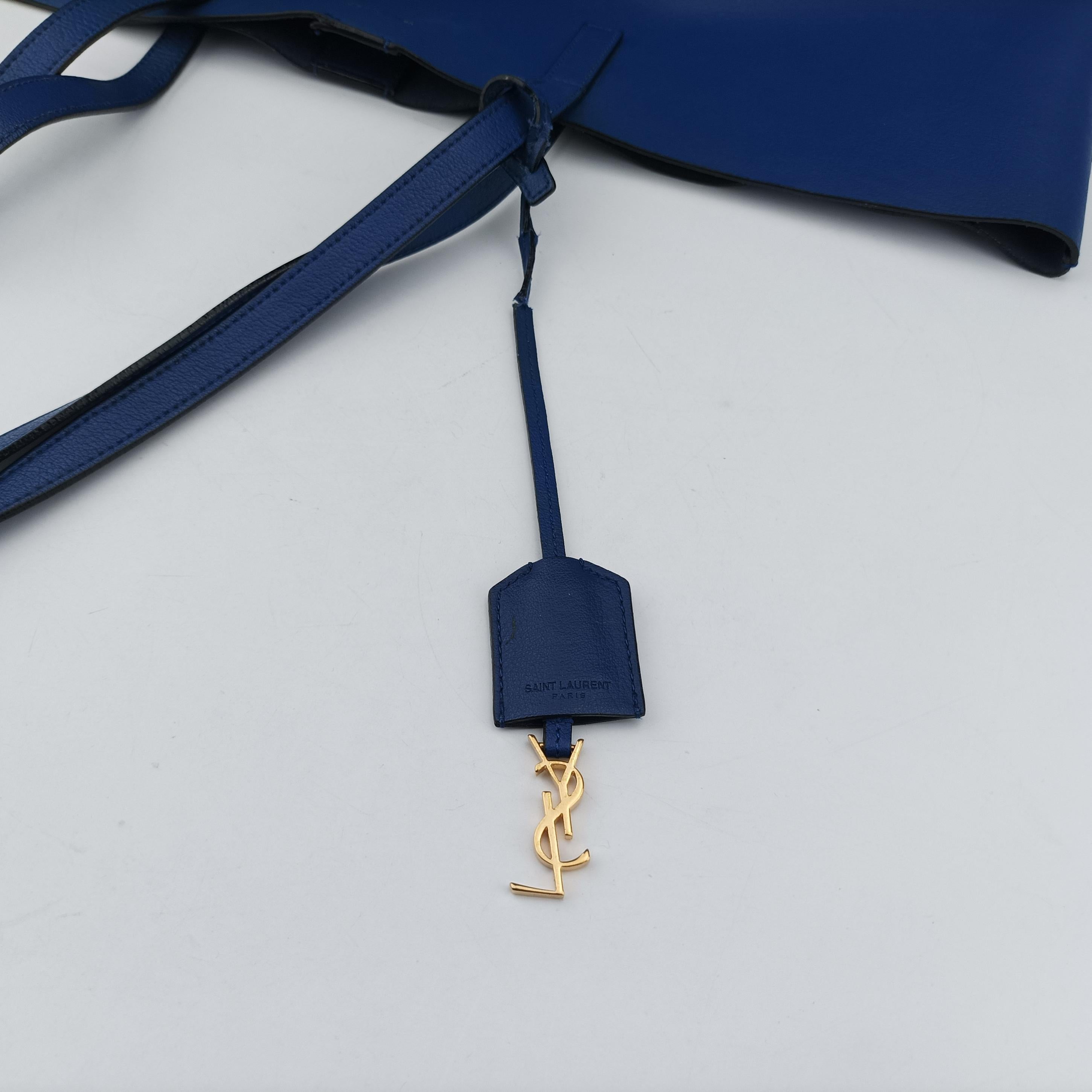 Vintage Yves Saint Laurent Shopper Blue Leather 394195 handbag | stylenewstar