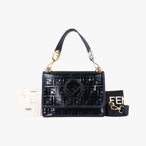 Pre-owned Fendi Kan I F Black PVC Coated Canvas 8BT284 shoulderbag | stylenewstar