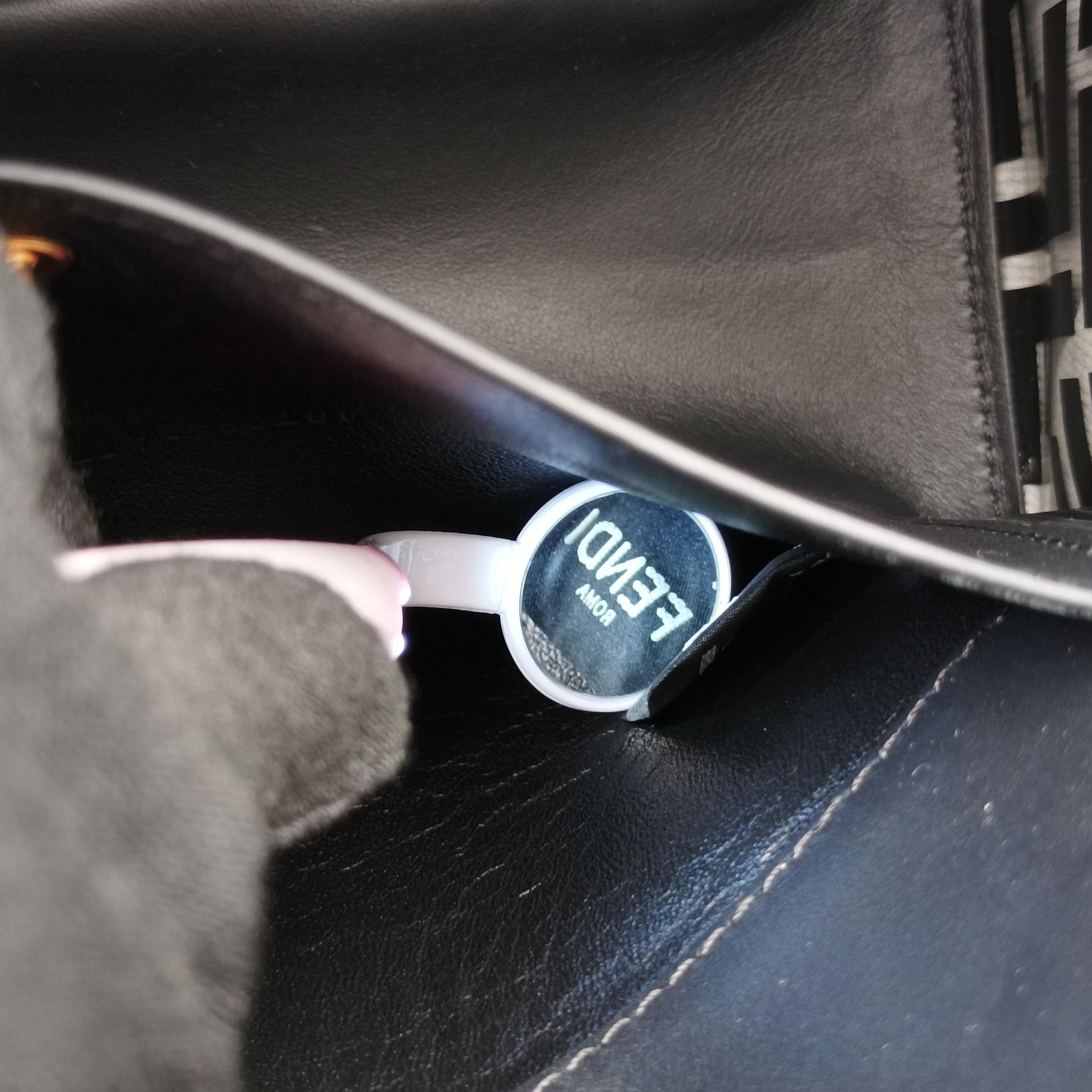 Pre-owned Fendi Kan I F Black PVC Coated Canvas 8BT284 shoulderbag | stylenewstar