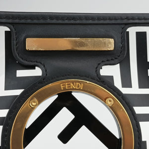 Pre-owned Fendi Kan I F Black PVC Coated Canvas 8BT284 shoulderbag | stylenewstar