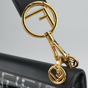 Pre-owned Fendi Kan I F Black PVC Coated Canvas 8BT284 shoulderbag | stylenewstar