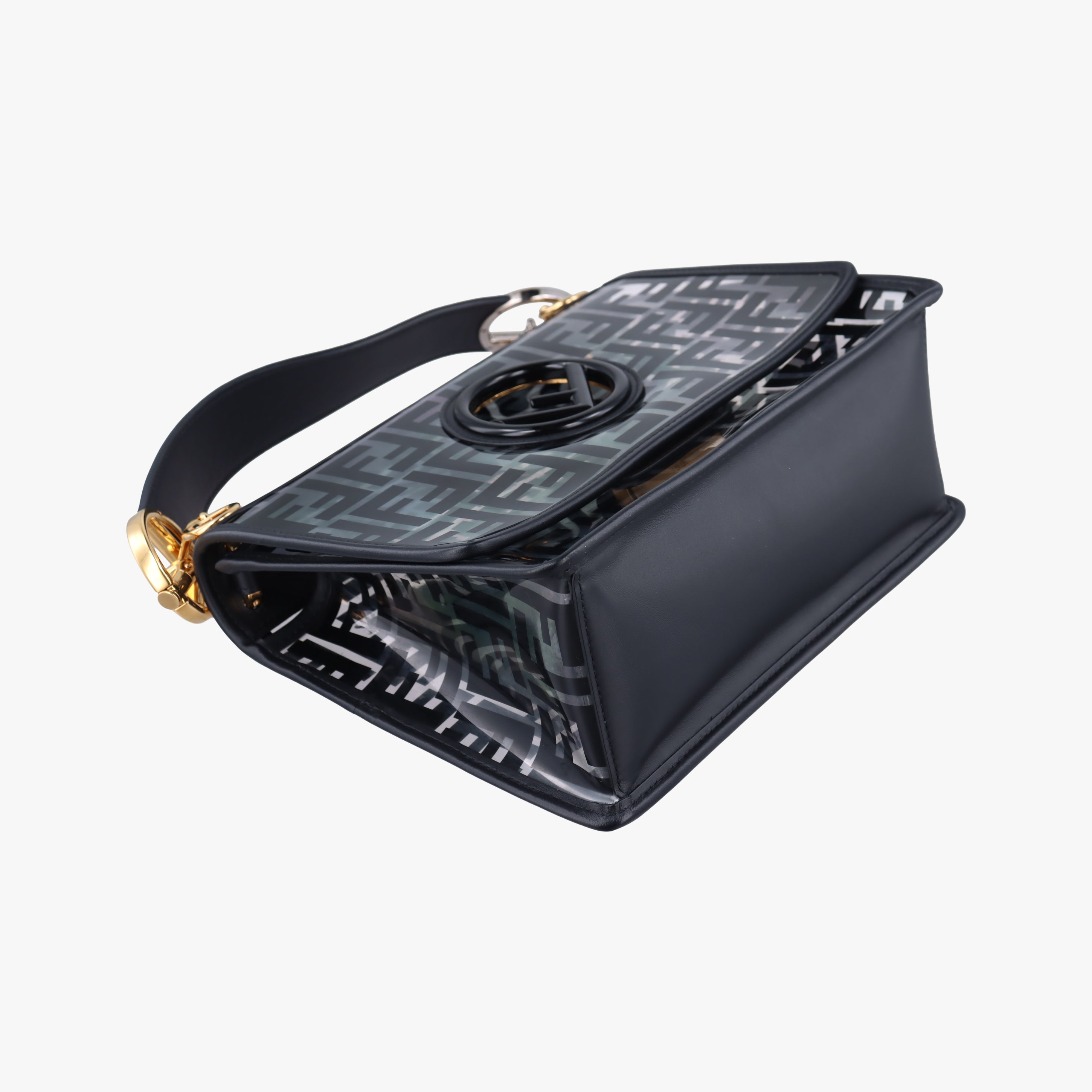 Pre-owned Fendi Kan I F Black PVC Coated Canvas 8BT284 shoulderbag | stylenewstar