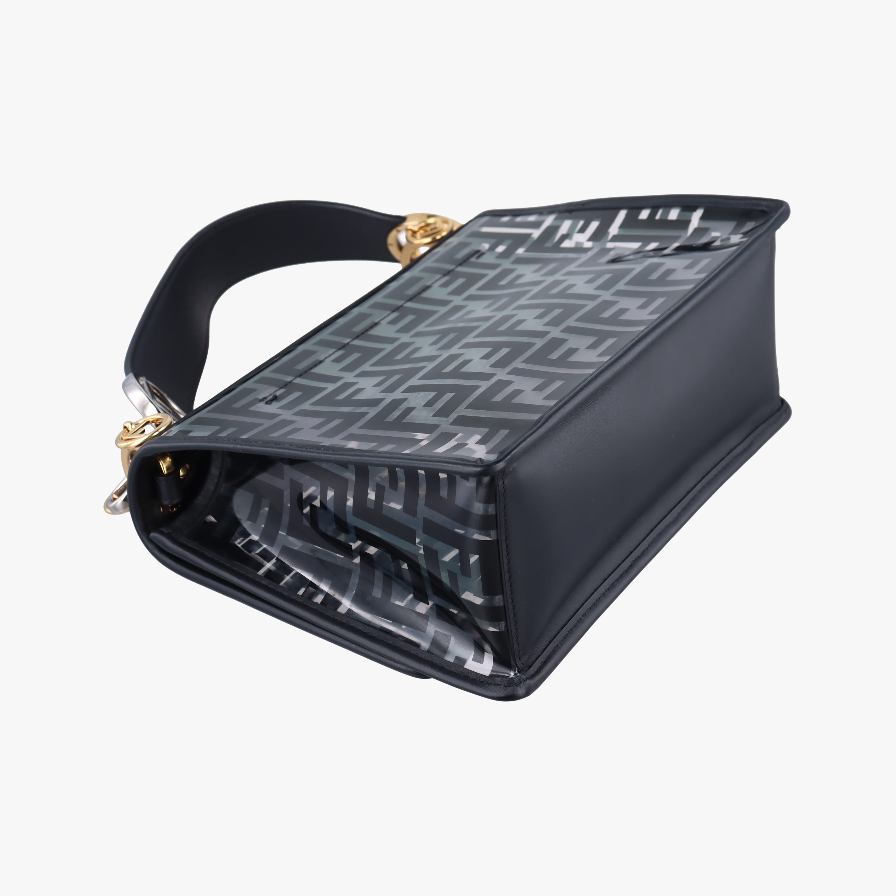 Pre-owned Fendi Kan I F Black PVC Coated Canvas 8BT284 shoulderbag | stylenewstar