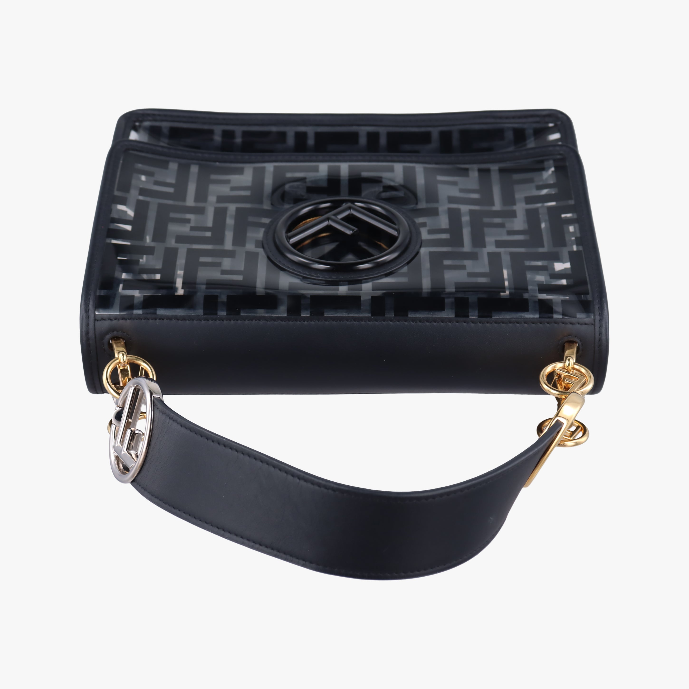 Pre-owned Fendi Kan I F Black PVC Coated Canvas 8BT284 shoulderbag | stylenewstar