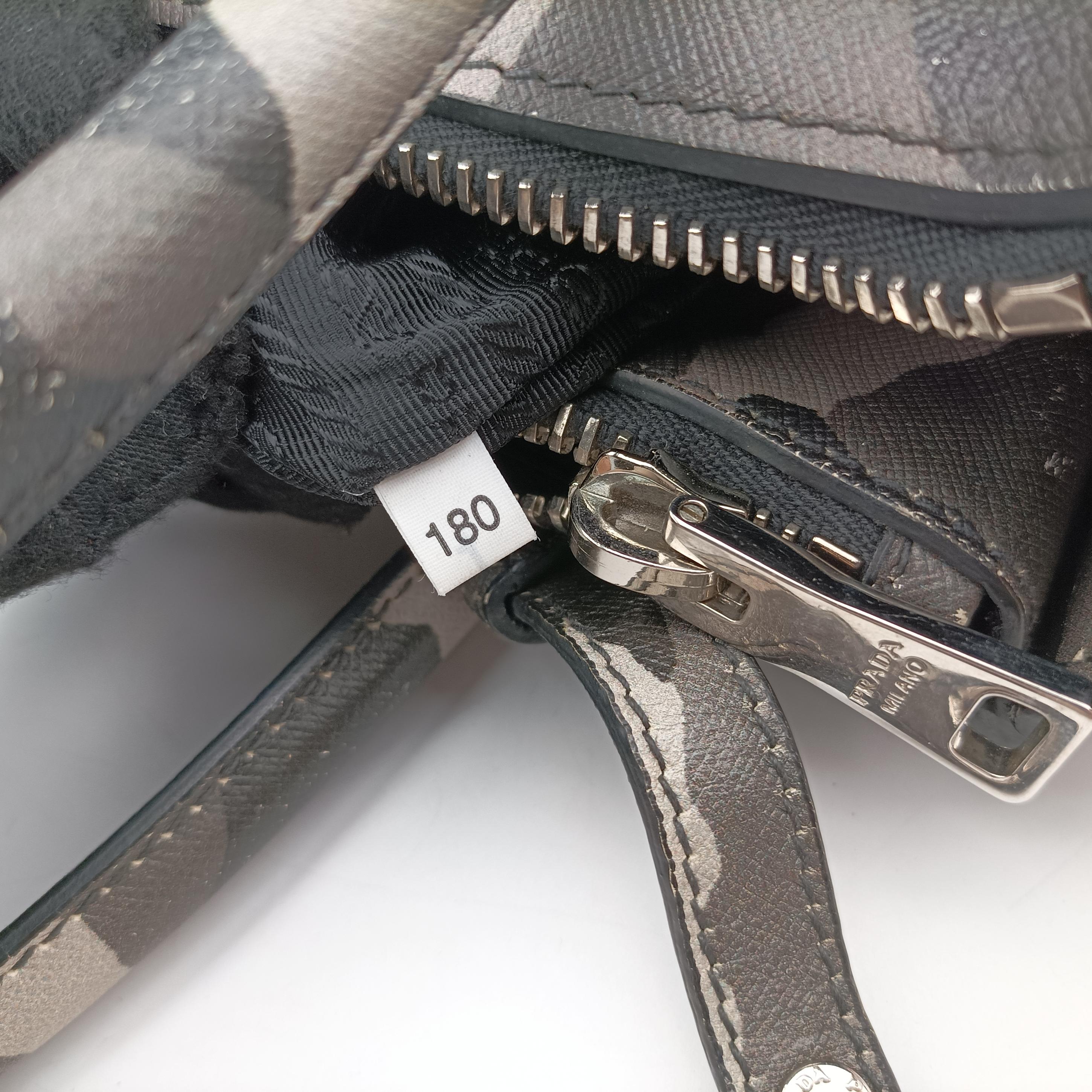 Pre-owned Prada Triangle plate logo Gray×Multicolour SAFFIANO Leather B2625P shoulderbag | stylenewstar