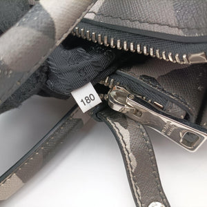 Pre-owned Prada Triangle plate logo Gray×Multicolour SAFFIANO Leather B2625P shoulderbag | stylenewstar