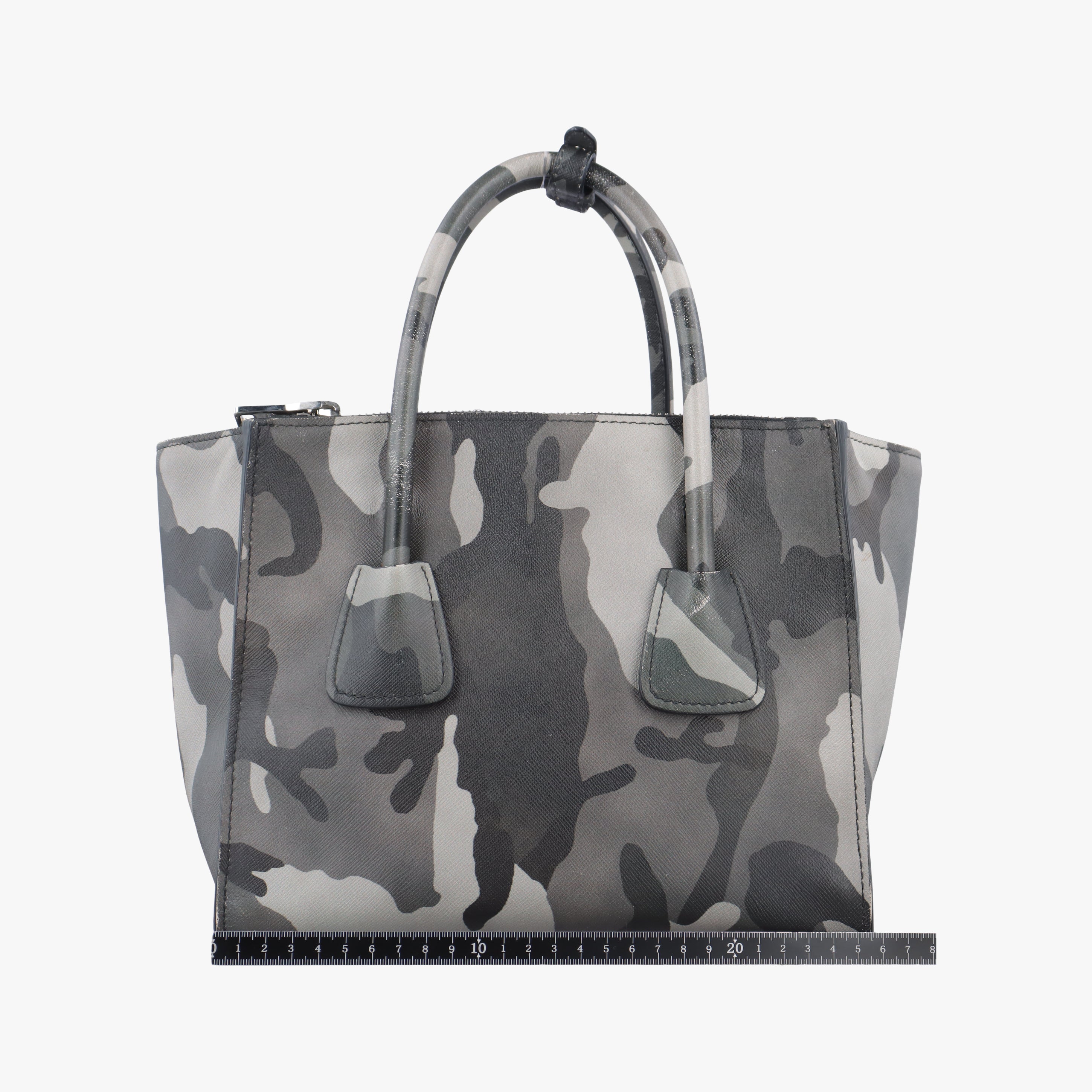 Pre-owned Prada Triangle plate logo Gray×Multicolour SAFFIANO Leather B2625P shoulderbag | stylenewstar