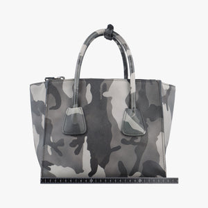 Pre-owned Prada Triangle plate logo Gray×Multicolour SAFFIANO Leather B2625P shoulderbag | stylenewstar