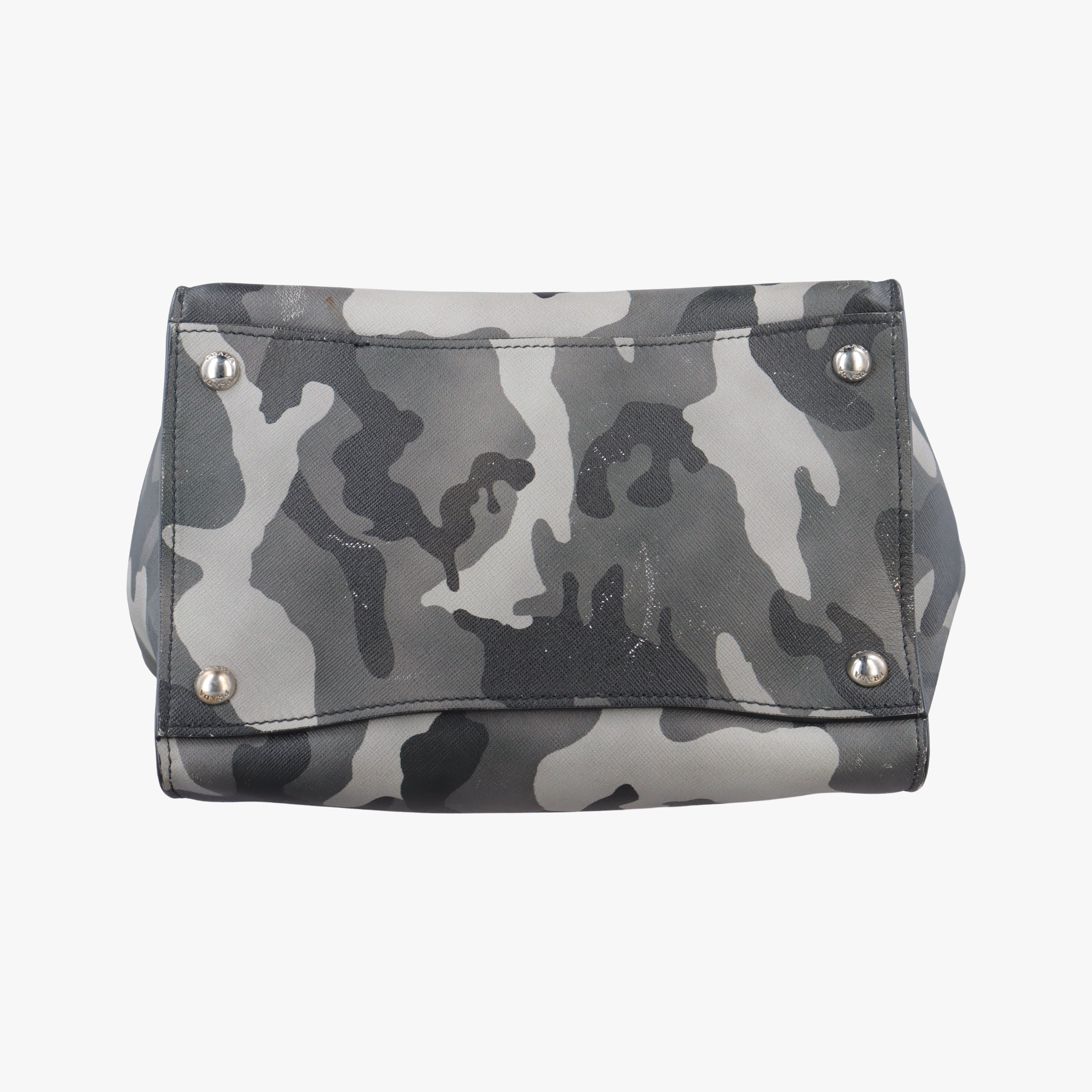 Pre-owned Prada Triangle plate logo Gray×Multicolour SAFFIANO Leather B2625P shoulderbag | stylenewstar