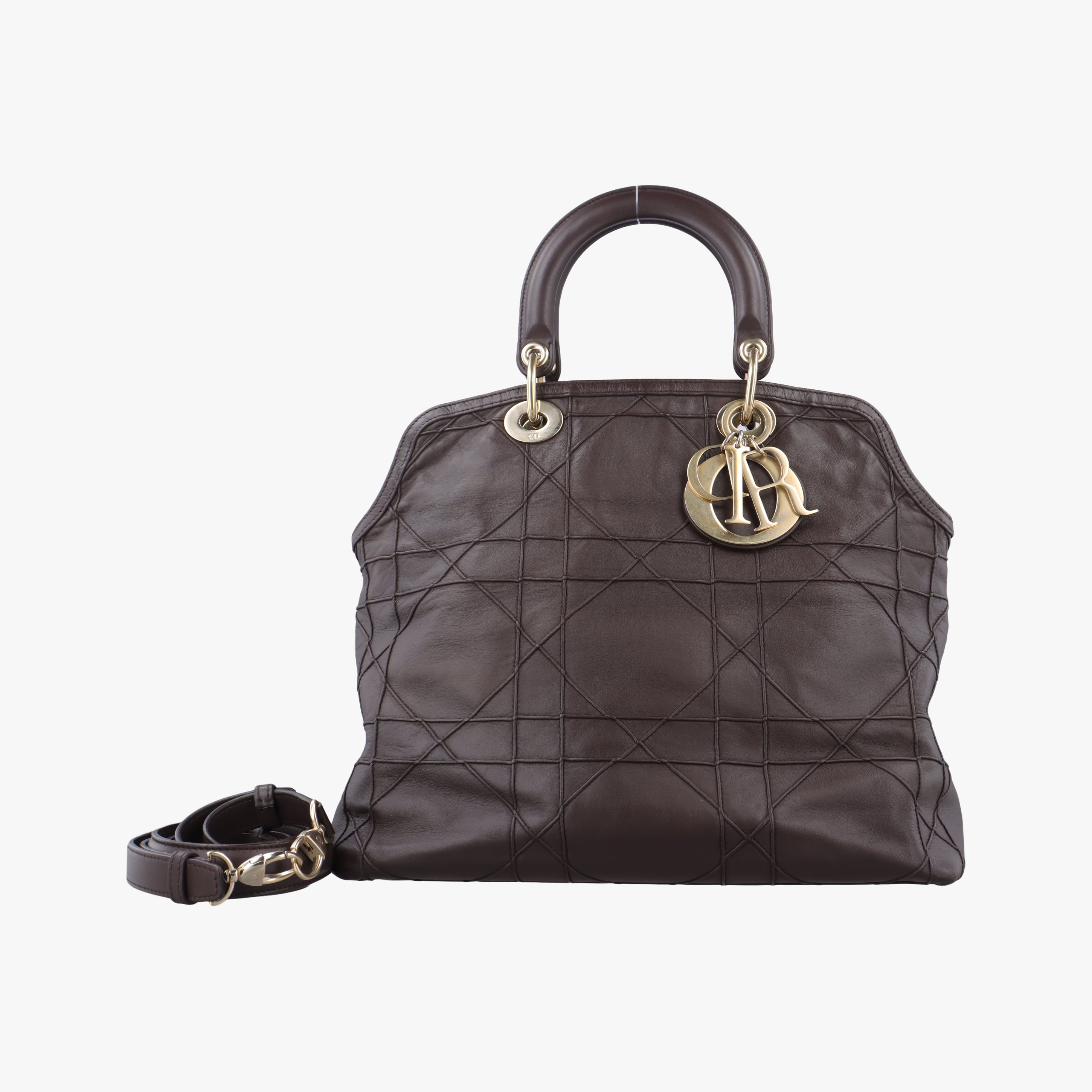 Pre-owned Christian Dior Granville Brown lambskin  shoulderbag | stylenewstar