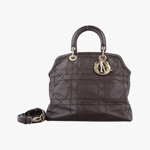Pre-owned Christian Dior Granville Brown lambskin  shoulderbag | stylenewstar