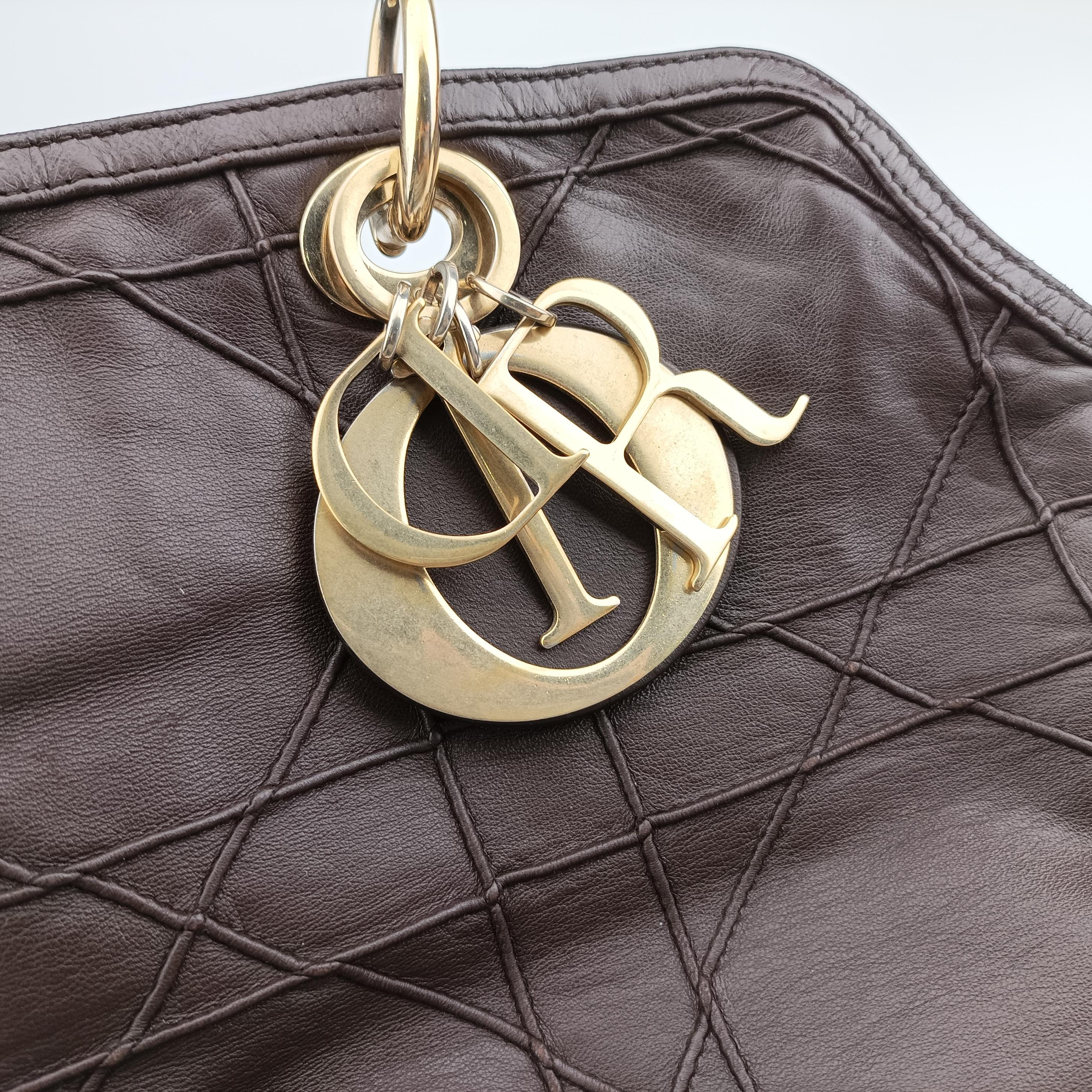 Pre-owned Christian Dior Granville Brown lambskin  shoulderbag | stylenewstar