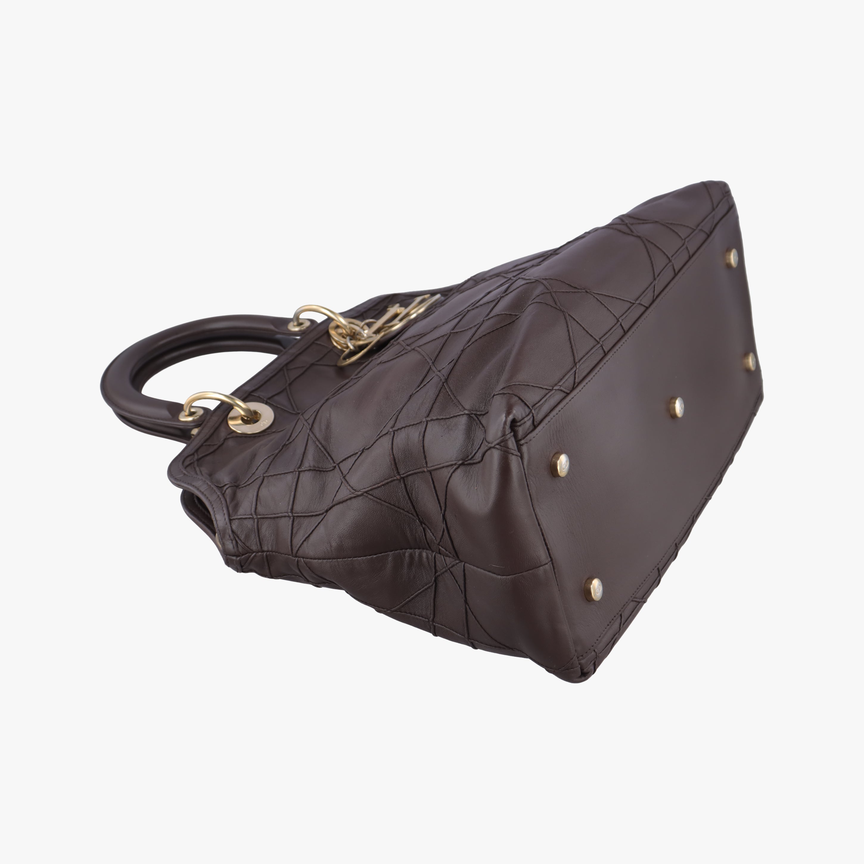 Pre-owned Christian Dior Granville Brown lambskin  shoulderbag | stylenewstar