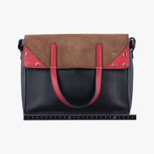 Pre-owned Fendi Flip blackx red x brown Leather× Suede 8BT302 shoulderbag | stylenewstar