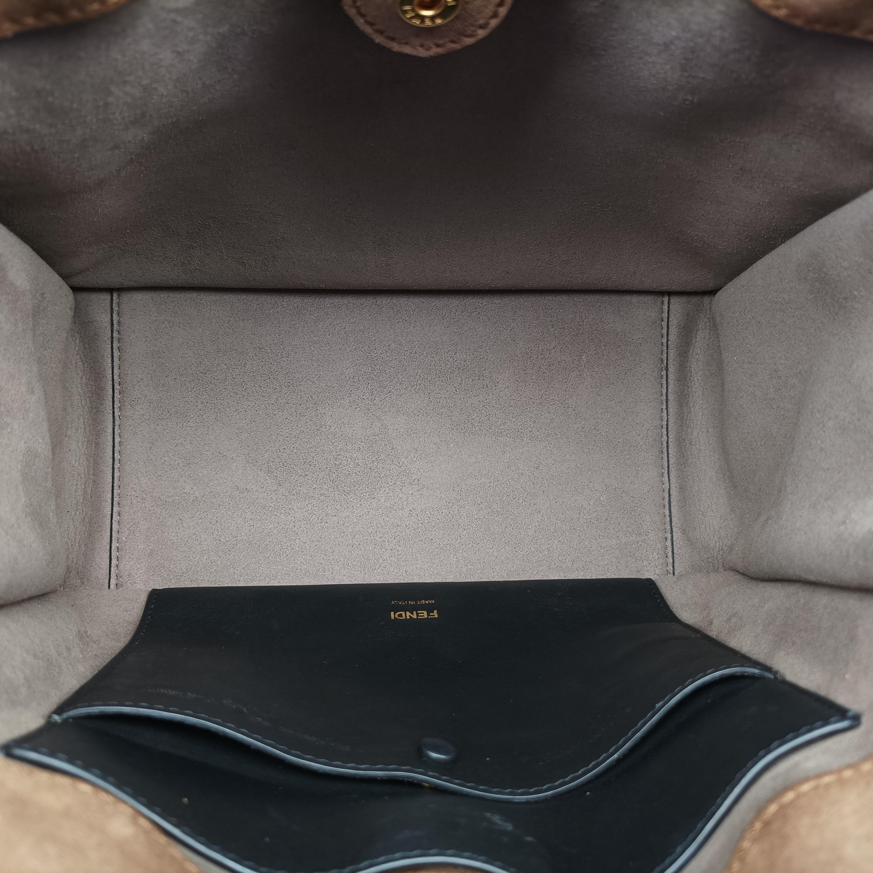 Pre-owned Fendi Flip blackx red x brown Leather× Suede 8BT302 shoulderbag | stylenewstar