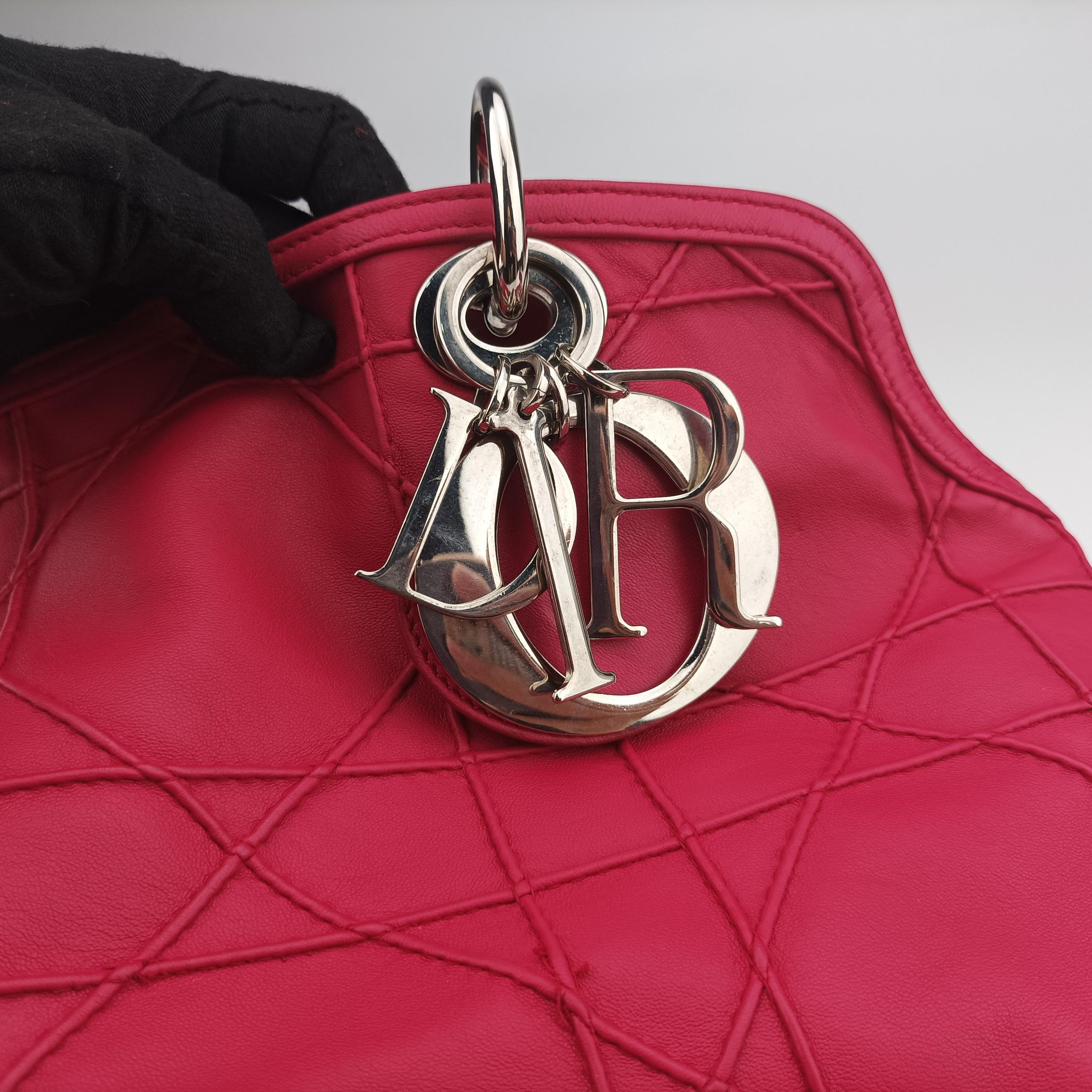 Pre-owned Christian Dior Granville Rose Red lambskin  shoulderbag | stylenewstar