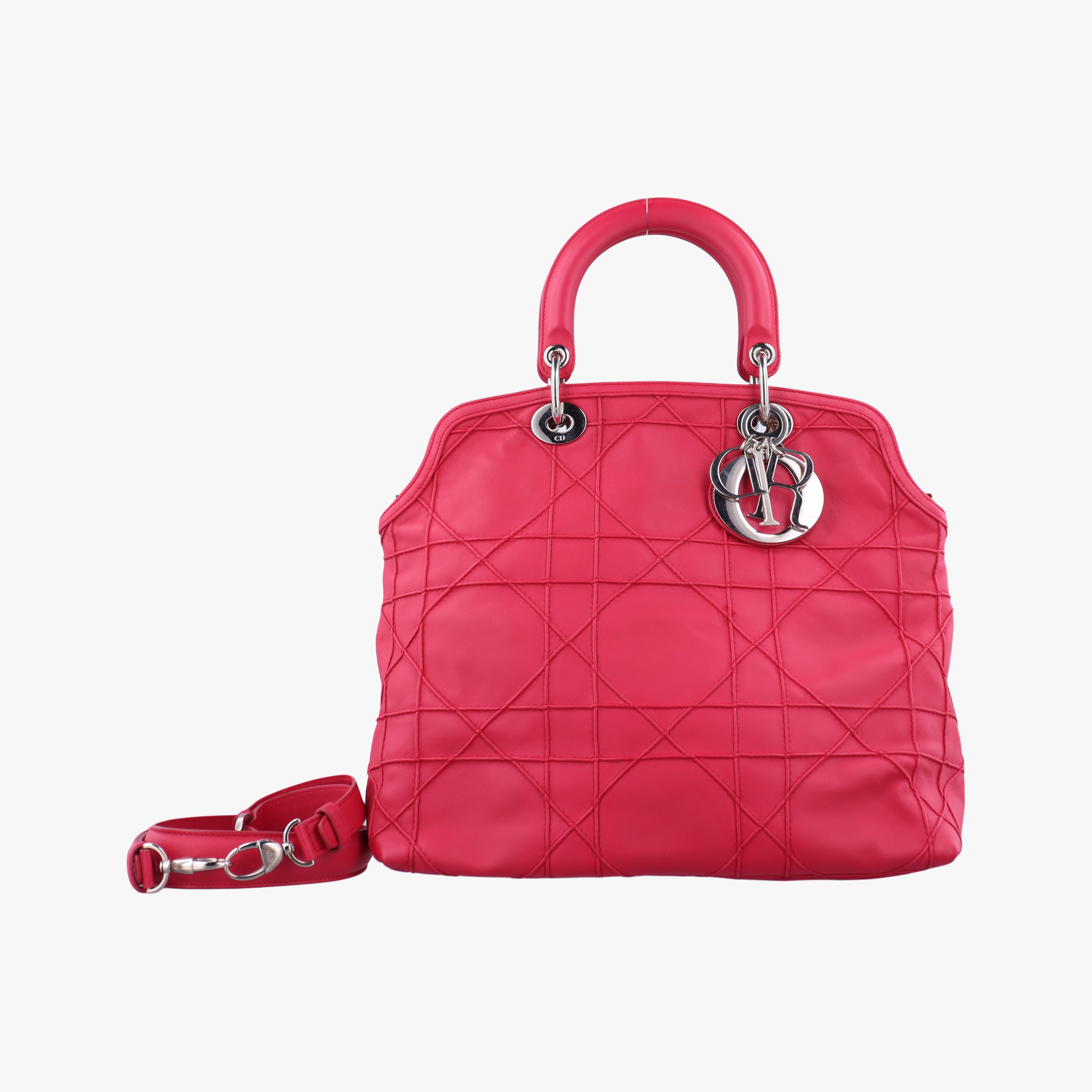 Pre-owned Christian Dior Granville Rose Red lambskin  shoulderbag | stylenewstar