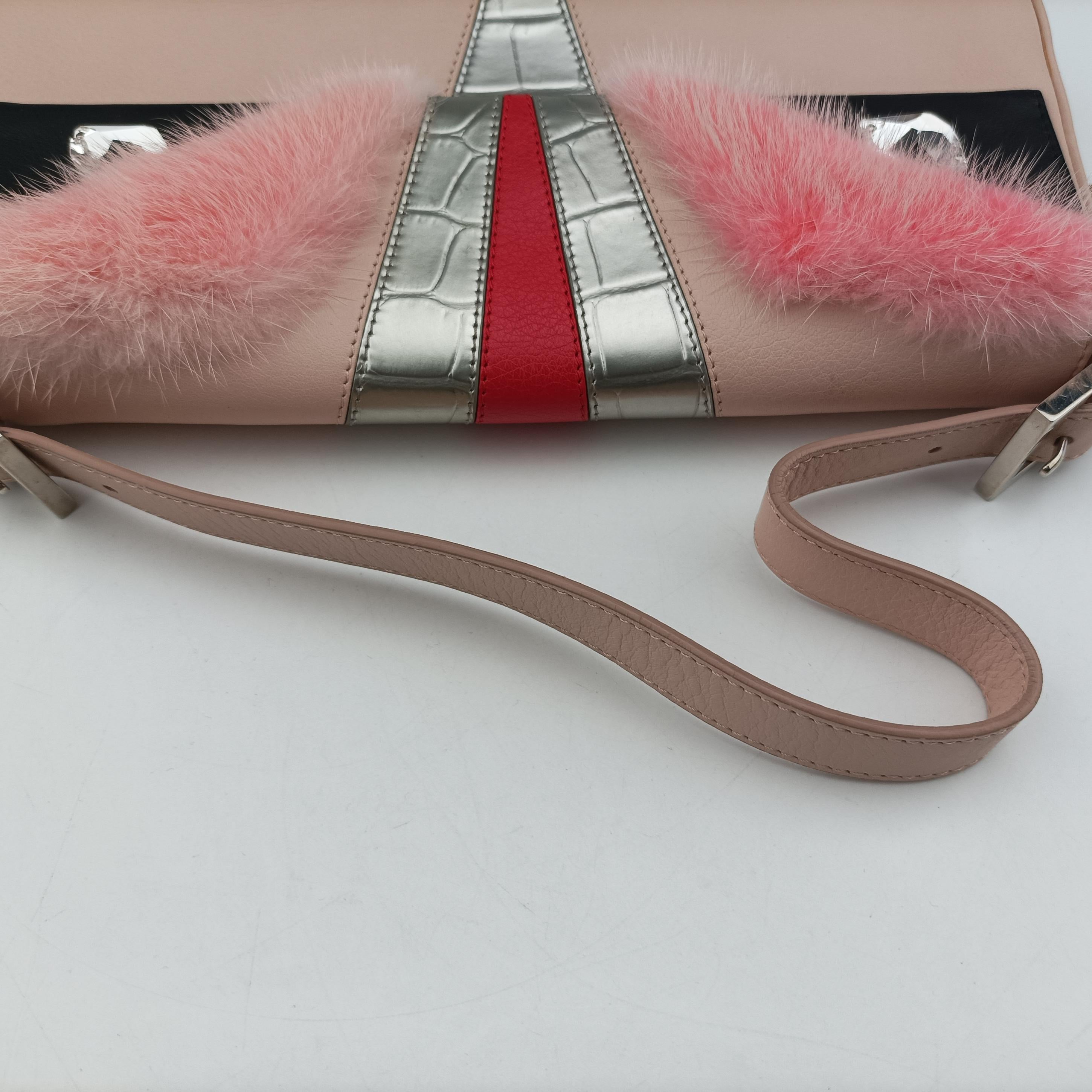 Pre-owned Fendi BAGUETTE Pink×Multicolour Leather 8BR600 handbag | stylenewstar