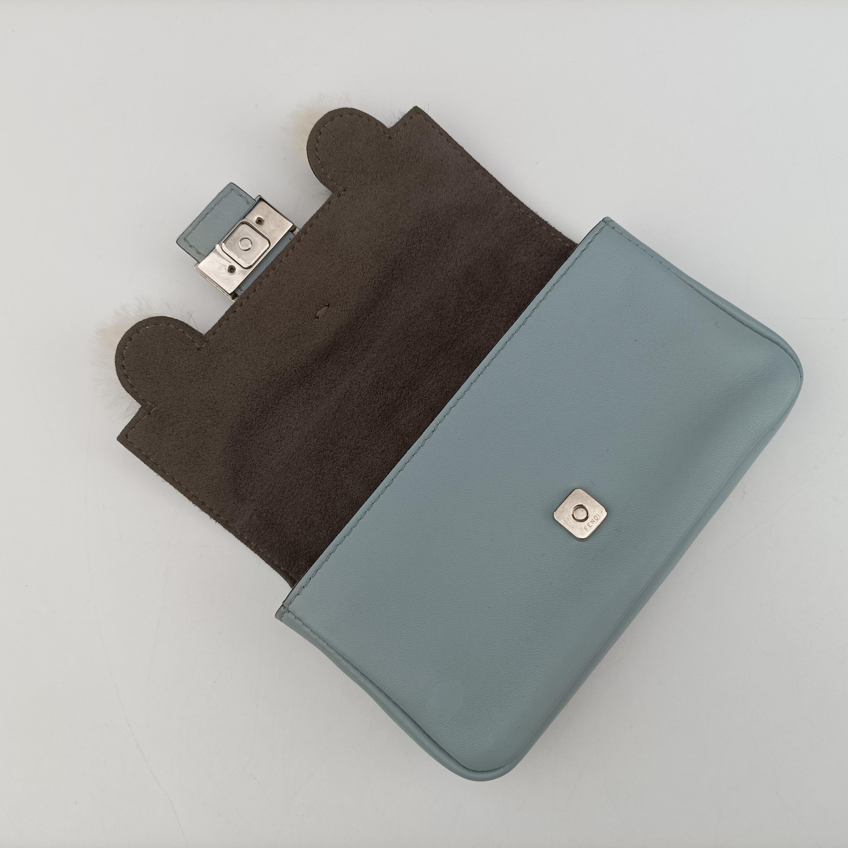 Pre-owned Fendi monster micro Baguette Blue×Multicolour Leather 8M0354 shoulderbag | stylenewstar