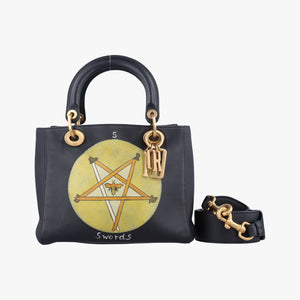Pre-owned Christian Dior Lady Dior Black×Multicolor Leather  shoulderbag | stylenewstar