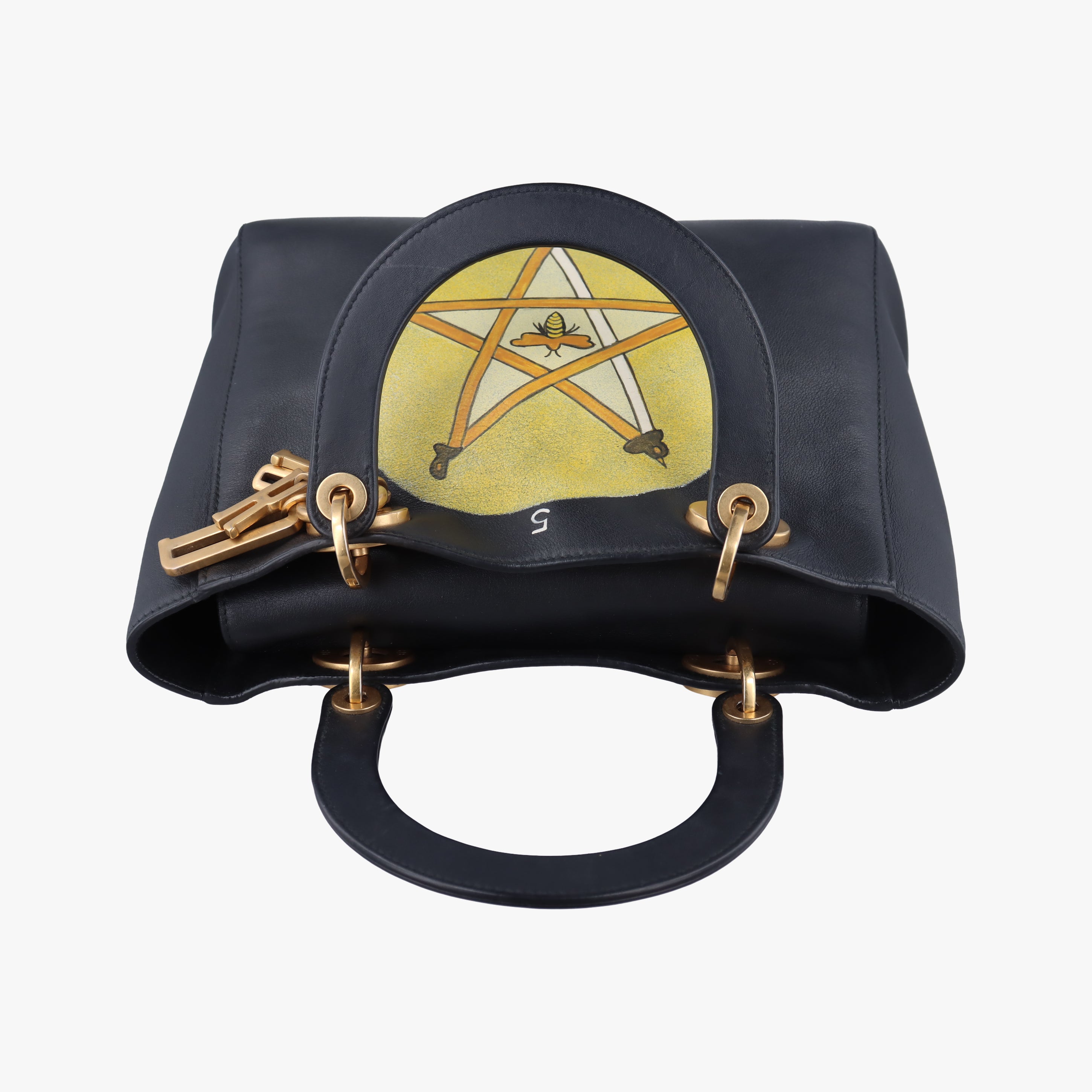 Pre-owned Christian Dior Lady Dior Black×Multicolor Leather  shoulderbag | stylenewstar