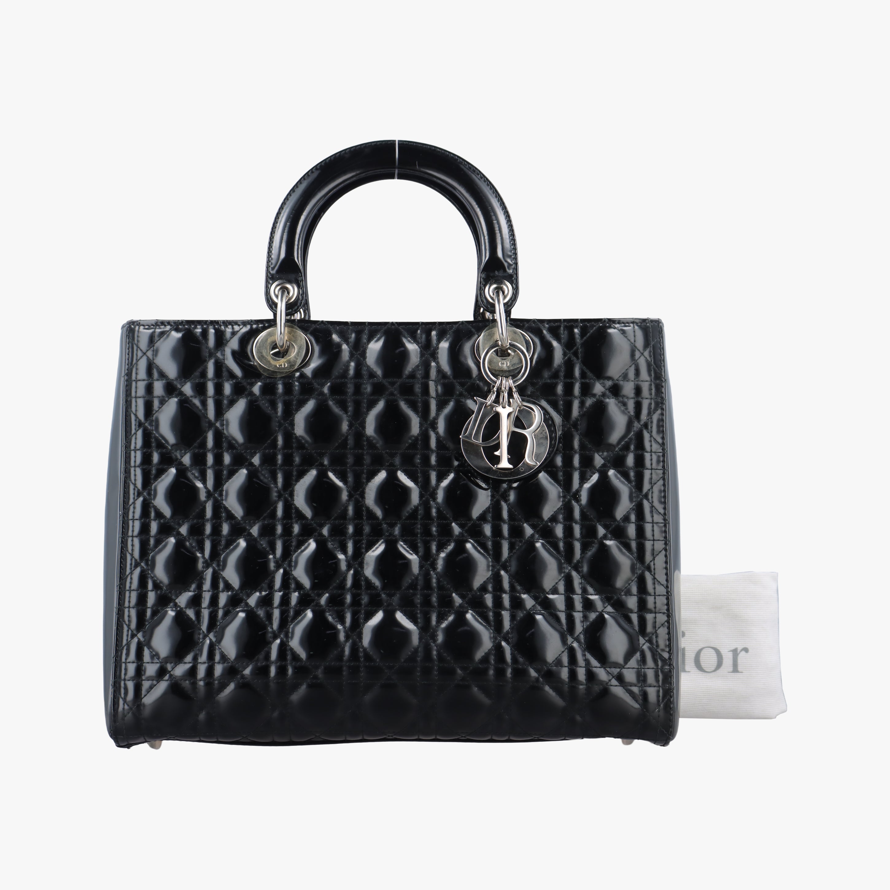 Pre-owned Christian Dior Lady Dior Black Patent  handbag | stylenewstar