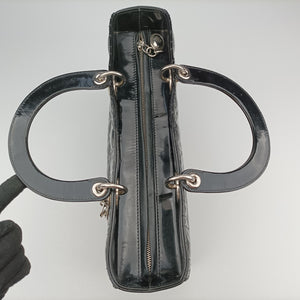 Pre-owned Christian Dior Lady Dior Black Patent  handbag | stylenewstar