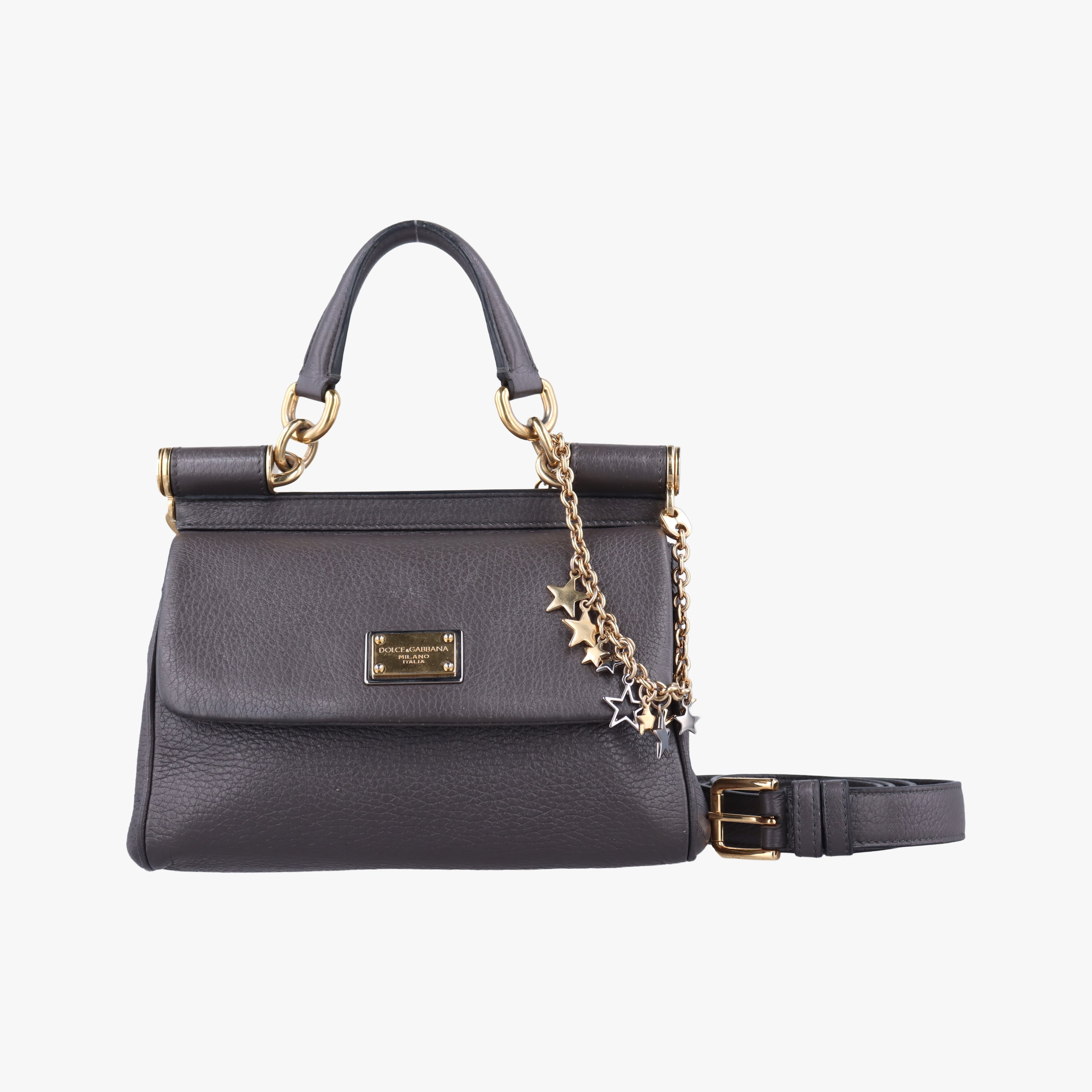 Vintage Dolce & Gabbana SICILY Dark Gray Leather  shoulderbag | stylenewstar