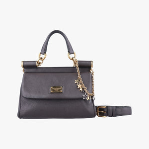 Vintage Dolce & Gabbana SICILY Dark Gray Leather  shoulderbag | stylenewstar