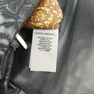 Vintage VERSACE Embossed Leather Talia Vanitas Black Leather  handbag | stylenewstar