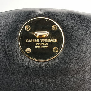 Vintage VERSACE Embossed Leather Talia Vanitas Black Leather  handbag | stylenewstar