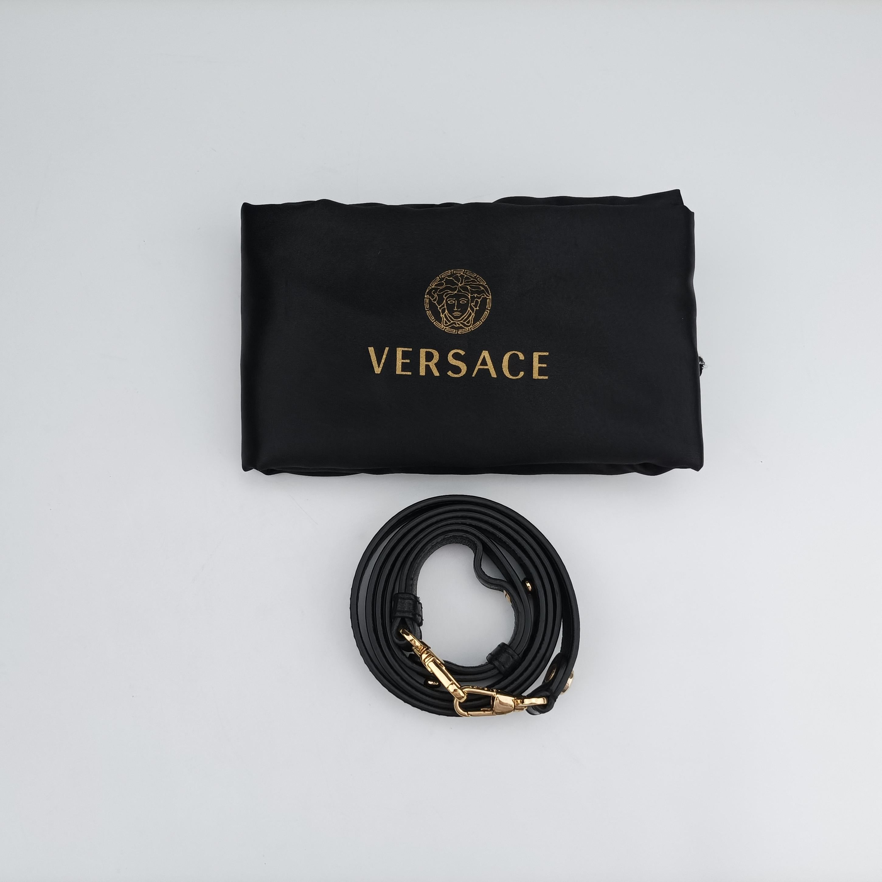Vintage VERSACE Embossed Leather Talia Vanitas Black Leather  handbag | stylenewstar
