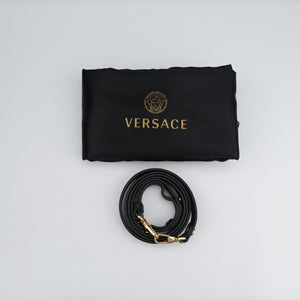 Vintage VERSACE Embossed Leather Talia Vanitas Black Leather  handbag | stylenewstar