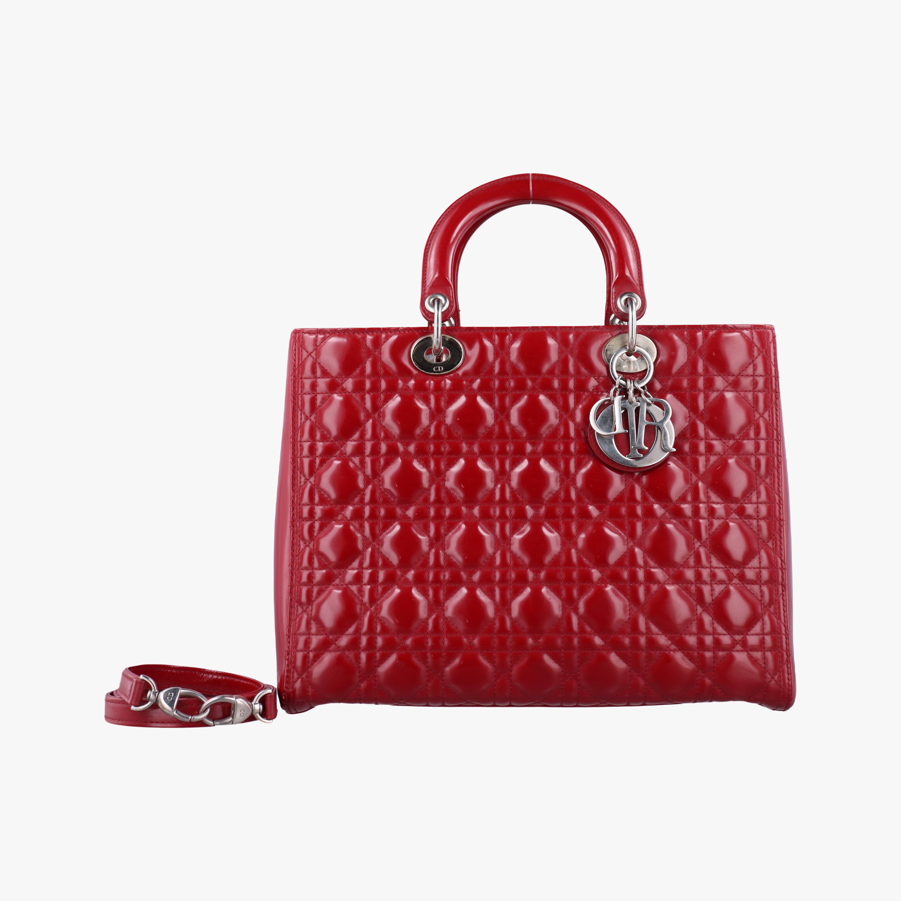 Vintage Christian Dior Lady Dior Red patent  shoulderbag | stylenewstar