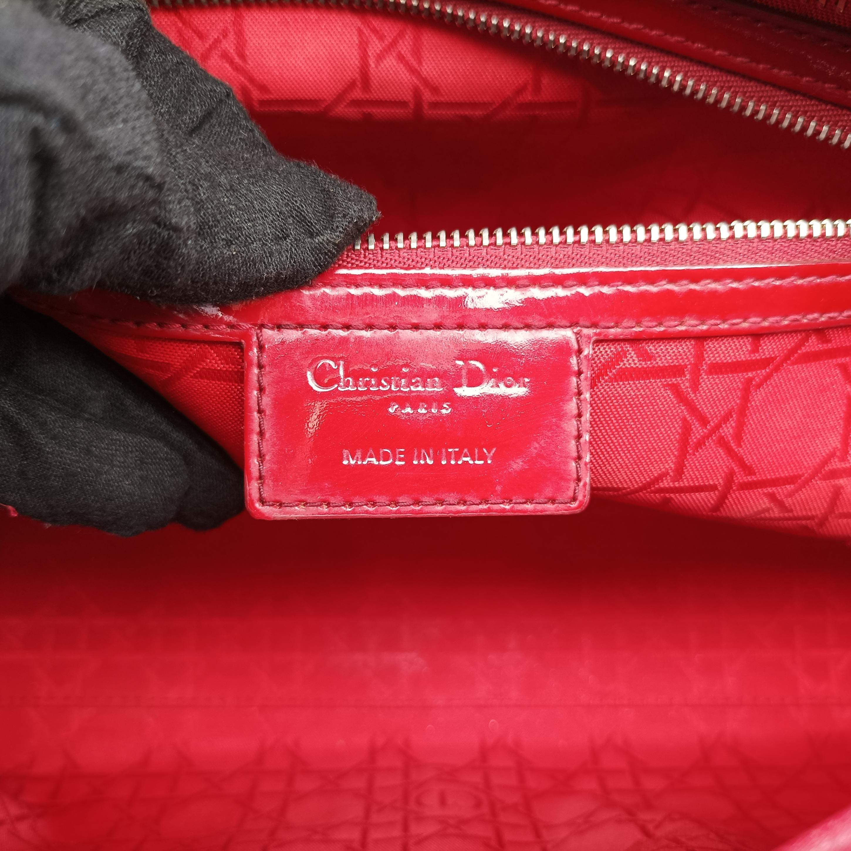 Vintage Christian Dior Lady Dior Red patent  shoulderbag | stylenewstar