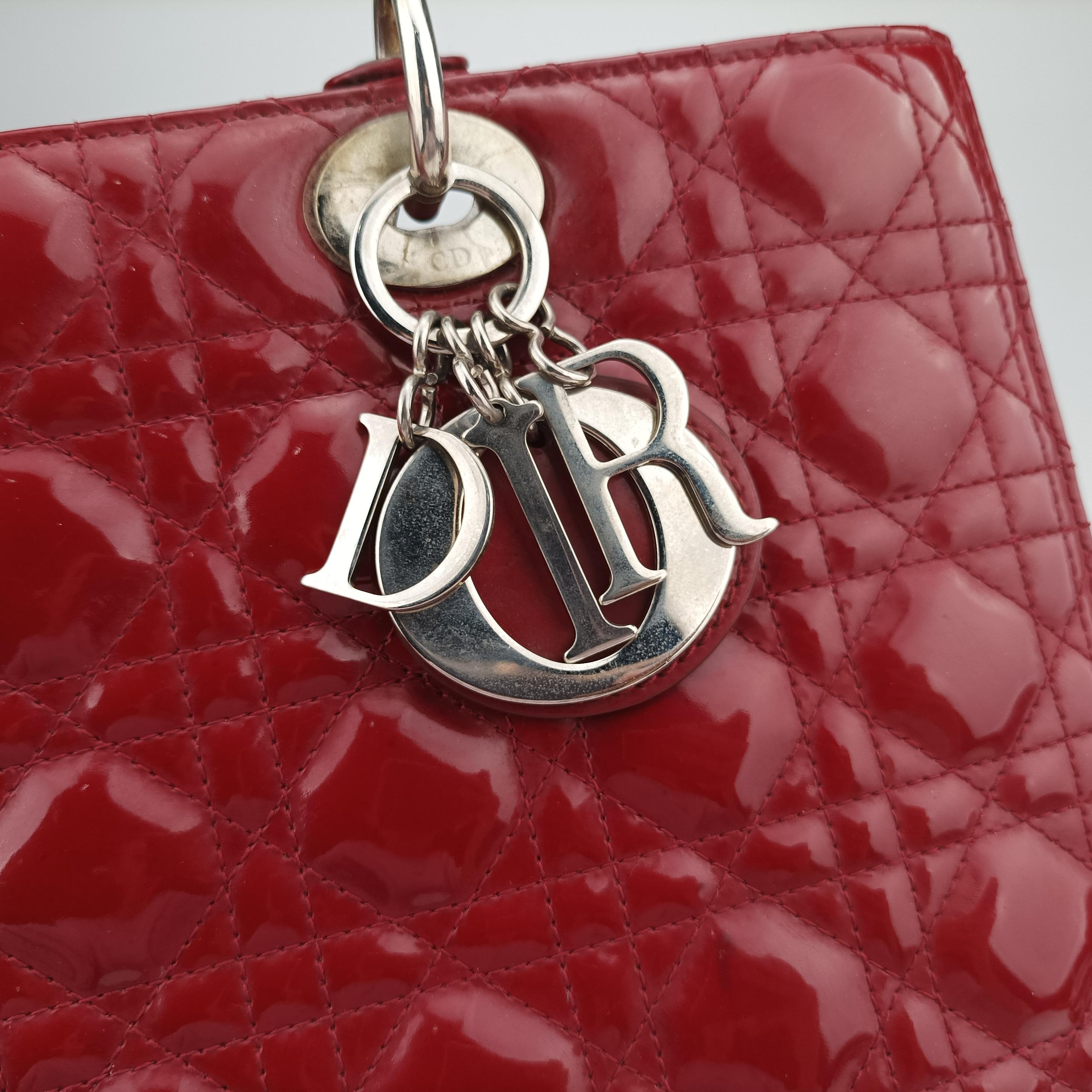 Vintage Christian Dior Lady Dior Red patent  shoulderbag | stylenewstar